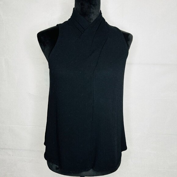 Anthropologie Maeve Womens Top Sz 2 Sleeveless Button-Up Back V-Neck Black - Picture 1 of 9
